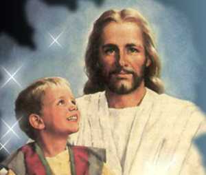 Jesus with a little boy, the believers in Christ ARE the Church!