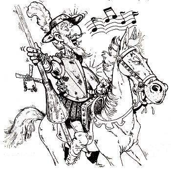 Don Quixote riding a horse